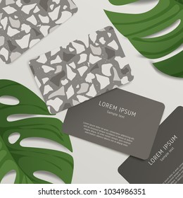 Beautiful Terrazzo Pattern on Business Card Template : Vector Illustration