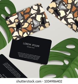 Beautiful Terrazzo Pattern on Business Card Template : Vector Illustration
