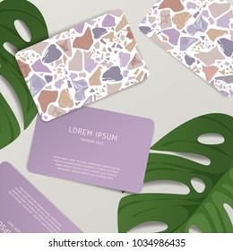 Beautiful Terrazzo Pattern on Business Card Template : Vector Illustration