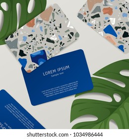 Beautiful Terrazzo Pattern on Business Card Template : Vector Illustration
