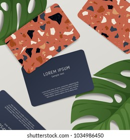 Beautiful Terrazzo Pattern on Business Card Template : Vector Illustration