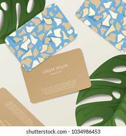 Beautiful Terrazzo Pattern on Business Card Template : Vector Illustration