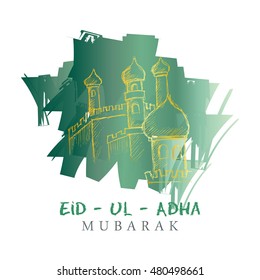 Beautiful text design of Eid Al Adha mubarak. 