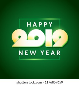 Beautiful text design of happy new year 2019 on bright background.