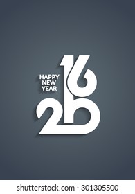 Beautiful text design of happy new year 2016