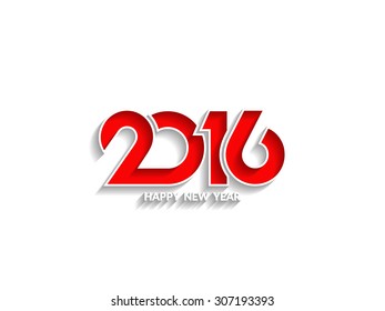Beautiful text design of happy new year 2016 on white background
