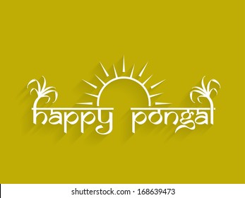 Beautiful text design of Happy Pongal. Pongal is a famous south Indian religious harvest festival and it marks the beginning of the northward journey of the Sun from its southernmost limit.