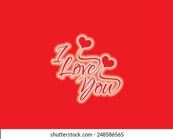 Beautiful text design of I Love You on red color background. 