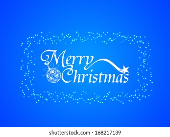 Beautiful text design of Merry Christmas on elegant blue color background. vector illustration
