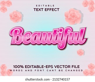 beautiful text effect template with flower background vector