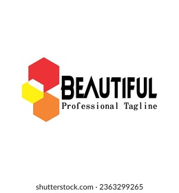BONITO texto y forma hexágona, logotipo simple, icono genial.