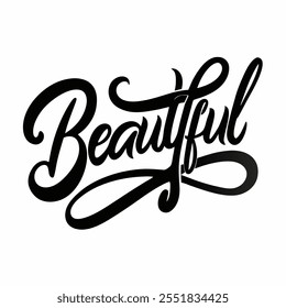 beautiful text lettering black handwriting vector icon with white background