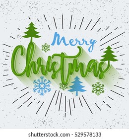 Beautiful text Merry Christmas in Doodle Style, Merry Christmas celebration Poster or Banner Design. 