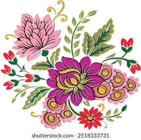 Hermoso Vector de flores textiles. Archivo EPS de flores