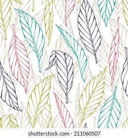 Beautiful textile pattern with colorful leaves. Vector image.