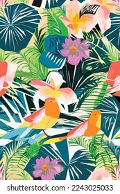 Beautiful textile pattern with flowers and leaves. Floral plant pattern for fabric. Vector background for your design.
