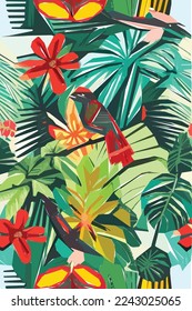 Beautiful textile pattern with flowers and leaves. Floral plant pattern for fabric. Vector background for your design.