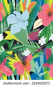 Beautiful textile pattern with flowers and leaves. Floral plant pattern for fabric. Vector background for your design.