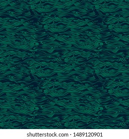 beautiful texture of sea waves. abstract vector seamless pattern on a dark background