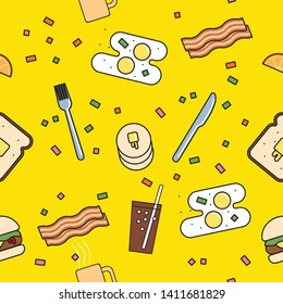 Beautiful texture , seamless patterns with sweets and cake. color - cake - Vector