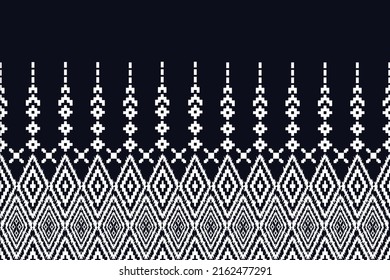 Beautiful Thai knitted embroidery.geometric ethnic oriental pattern traditional background.black and white tone.Aztec style,abstract,vector,illustration.design for texture,fabric,clothing,wrapping.