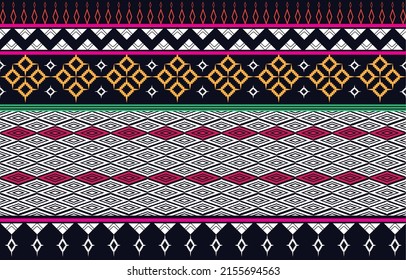 Beautiful Thai seamless pattern.geometric ethnic oriental pattern traditional on black background.design for texture,fabric,clothing,wrapping and carpet.Aztec style,embroidery,vector,illustration.