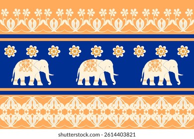 Beautiful Thailand,elephant pattern,floral,thai pattern,seamless,Traditional,ethnic,fabric pattern for textiles,rugs, wallpaper,clothing, sarong,batik,print,background,illustration,vector