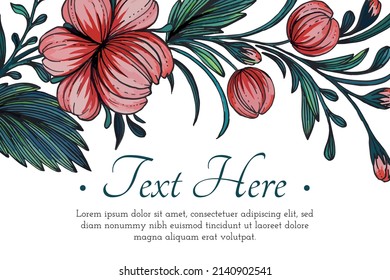 Beautiful thank you card with composition of hand drawn ukrainian flowers.