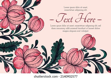 Beautiful thank you card with composition of hand drawn ukrainian flowers.