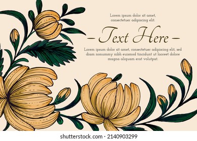 Beautiful thank you card with composition of hand drawn ukrainian flowers.