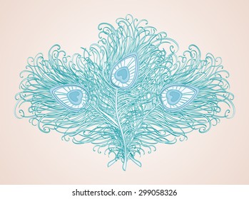 Beautiful three stylized peacock feather