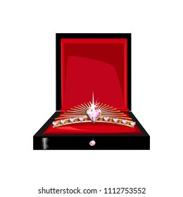 Beautiful tiara in a gift box. Vector illustration.