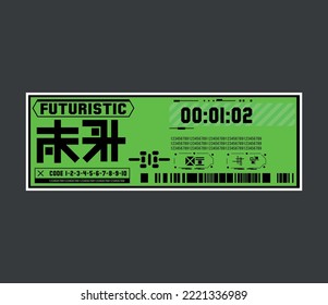 Beautiful ticket design in the style of cyberpunk and neon fiction of the 80s.