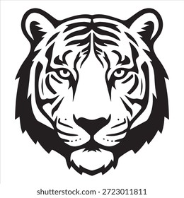 Um belo rosto de tigre ilustração vetor de uma silhueta