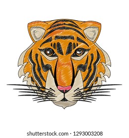 Beautiful tiger head scribble