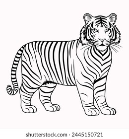 Hermosas páginas para colorear de arte de línea de tigre para niños. Este es un archivo eps de Vector de alta calidad editable e imprimible.