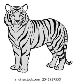 Beautiful Tiger line art coloring pages for kids. This is an editable and printable high quality vector eps file.