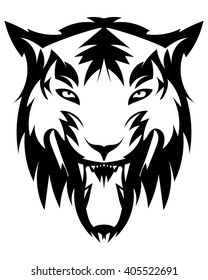 Beautiful tiger tattoo.Vector tiger's head as a design element on isolated background