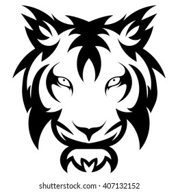 Beautiful tiger tattoo.Vector tiger's head as a design element on isolated background