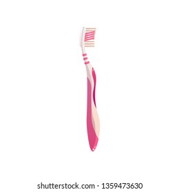Beautiful toothbrush of red color of an unusual form.