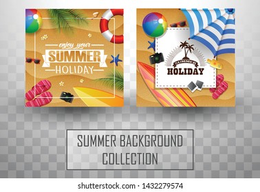 Beautiful top view summer beach background collections