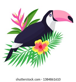 Beautiful toucan cartoon vector illustration