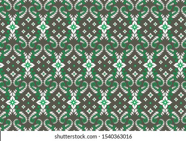 Beautiful Traditional Batik Pattern from Javanese Indonesian with Floral Flower Motif Vector Illustration Art