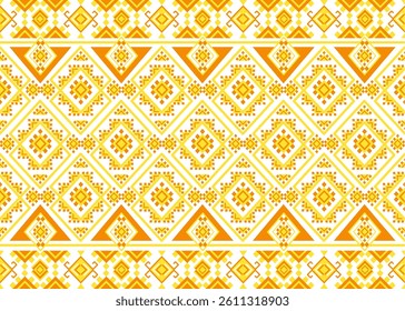 Beautiful traditional geometric ethnic oriental art pattern with geometric shapes on yellow background. Design for carpet,wallpaper,clothing,wrapping,batik,fabric.Vector illustration.