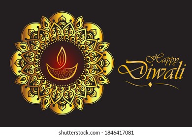 Diwali Deepavali Symbol Icon Golden Diwali Stock Vector (Royalty Free ...