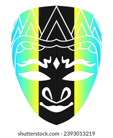Beautiful traditional Java mask indonesian culture vector design with aesthetic gradient line art pattern