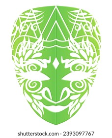 Beautiful traditional Java mask indonesian culture vector design with aesthetic batik ethnic dayak line art pattern