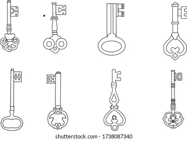 Hermosa ilustración vectorial de clave tradicional aislada en fondo blanco