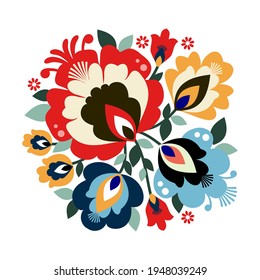 Beautiful traditional Polish folk decorative flowers vector