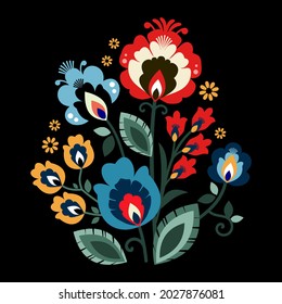 Beautiful traditional Polish folk decorative flowers vector